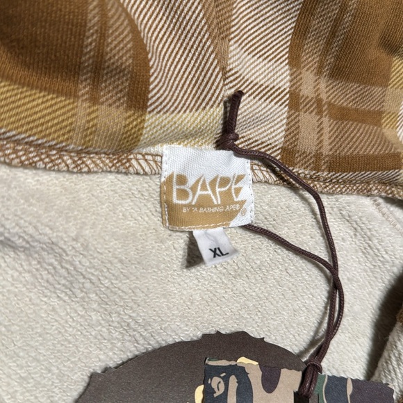 Bape cream and tan check zip up sweatshirt NWT - Picture 2 of 6
